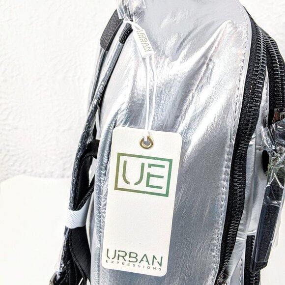 Urban Expressions Braxton High Shine Backpack - Silver